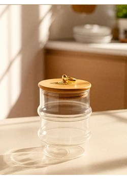 Sinsay - Szklany pojemnik na żywność z bambusową pokrywką - beżowy ze sklepu Sinsay w kategorii Dom - zdjęcie 185420217