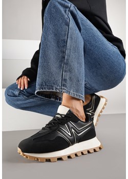 Czarne Sneakersy Ozdobione Geometrycznym Motywem Annerie ze sklepu renee.pl w kategorii Buty sportowe damskie - zdjęcie 185420385