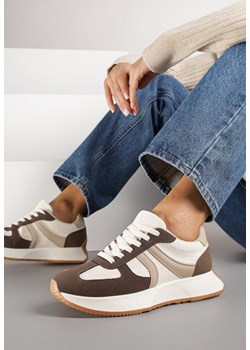Brązowe Sneakersy z Geometrycznym Wzorem Velwettia ze sklepu renee.pl w kategorii Buty sportowe damskie - zdjęcie 185420529