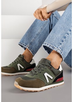 Ciemnozielone Sneakersy Ozdobione Geometrycznym Motywem Rilenessa ze sklepu renee.pl w kategorii Buty sportowe damskie - zdjęcie 185420745