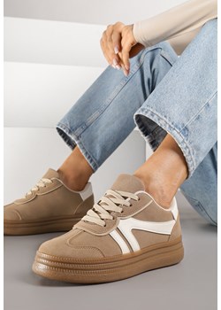 Beżowe Sneakersy Tenisówki Ozdobione Geometrycznym Wzorem Shie ze sklepu renee.pl w kategorii Buty sportowe damskie - zdjęcie 185420907