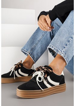 Czarne Sneakersy Tenisówki na Tłoczonej Platformie Ozdobione Perłami Ashinne ze sklepu renee.pl w kategorii Buty sportowe damskie - zdjęcie 185421098