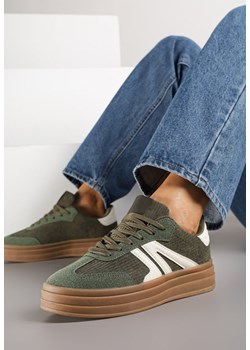 Zielone Sneakersy w Stylu Tenisówek na Grubej Podeszwie z Geometrycznym Wzorem Wevirra - id: 397085 - marki born2be - 185421685 Zielone Sneakersy w Stylu Tenisówek na Grubej Podeszwie z Geometrycznym Wzorem Wevirra ze sklepu born2be.pl w kategorii Buty sportowe damskie - zdjęcie 185421685