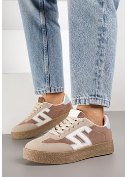 Brązowo-Beżowe Sneakersy z Geometrycznym Wzorem Adelnaria ze sklepu born2be.pl w kategorii Buty sportowe damskie - zdjęcie 185421877