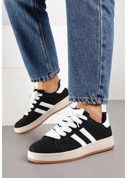 Czarno-Białe Sneakersy z Ozdobnymi Paskami Rilanira ze sklepu born2be.pl w kategorii Buty sportowe damskie - zdjęcie 185422099