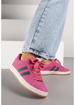 Różowe Sneakersy z Ozdobnymi Paskami Rilanira ze sklepu born2be.pl w kategorii Buty sportowe damskie - zdjęcie 185422105