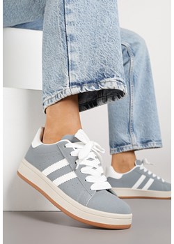 Szaro-Białe Sneakersy z Ozdobnymi Paskami Rilanira - id: 397216 - marki born2be - 185422117 Szaro-Białe Sneakersy z Ozdobnymi Paskami Rilanira ze sklepu born2be.pl w kategorii Buty sportowe damskie - zdjęcie 185422117
