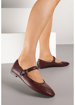 Bordowe Balerinki Vices ze Skórzaną Wkładką i Paskiem Vikiseme ze sklepu born2be.pl w kategorii Balerinki - zdjęcie 185422718
