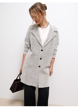 Mohito - Szary kardigan oversize - kremowy ze sklepu Mohito w kategorii Swetry damskie - zdjęcie 185423345
