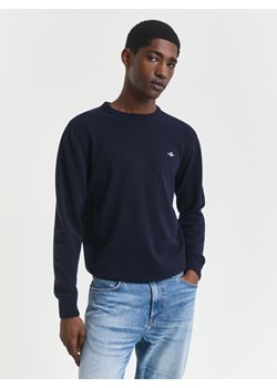 Gant Męski wełniany sweter Mężczyźni Wełna granatowy jednolity ze sklepu vangraaf w kategorii Swetry męskie - zdjęcie 185425608