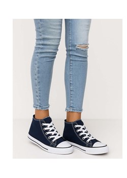 Wysokie dziewczęce trampki z tkaniny Granatowe /G6-2 14262 T85-5/ ze sklepu Pantofelek24.pl w kategorii Trampki dziecięce - zdjęcie 185432457