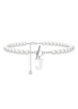 Perłowy choker z literą J, srebro 925 w pokryciu platyną ze sklepu GIORRE w kategorii Naszyjniki - zdjęcie 185433098