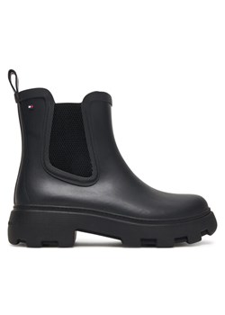 Tommy Hilfiger Kalosze Flag Ankle Warm Lining FW0FW08974 Czarny ze sklepu MODIVO w kategorii Kalosze damskie - zdjęcie 185441929