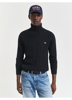 Gant Sweter męski Mężczyźni Bawełna czarny jednolity ze sklepu vangraaf w kategorii Swetry męskie - zdjęcie 185443299