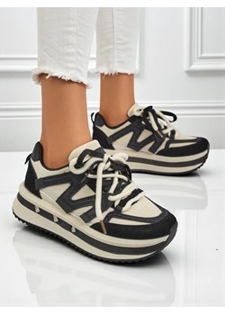 Damskie sneakersy platformowe Selene Nero ze skóry ekologicznej czarne ze sklepu royalfashion.pl w kategorii Buty sportowe damskie - zdjęcie 185443429