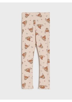 Sinsay - Bawełniane legginsy ze wzorem Bambi - beżowy ze sklepu Sinsay w kategorii Spodnie dziewczęce - zdjęcie 185443829