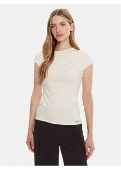 Calvin Klein T-Shirt LV047B275G Écru Slim Fit ze sklepu MODIVO w kategorii Bluzki damskie - zdjęcie 185444069