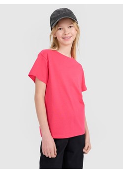 Dziewczęcy t-shirt oversize 4F 4FJWSS25TTSHF2326 - różowy ze sklepu Sportstylestory.com w kategorii Bluzki dziewczęce - zdjęcie 185444426