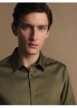 Reserved - Bawełniana koszula slim fit - oliwkowy ze sklepu Reserved w kategorii Koszule męskie - zdjęcie 185448947