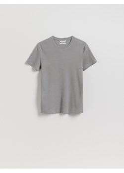 Reserved - Bawełniany t-shirt slim fit - jasnoszary ze sklepu Reserved w kategorii T-shirty męskie - zdjęcie 185449327