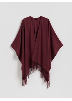 Reserved - Poncho z frędzlami - burgundowy ze sklepu Reserved w kategorii Poncza - zdjęcie 185449795