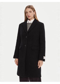 Calvin Klein Płaszcz wełniany LV044D558G Czarny Slim Fit ze sklepu MODIVO w kategorii Płaszcze damskie - zdjęcie 185459397