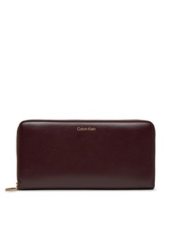 Duży Portfel Damski Calvin Klein Ck Large Zip Around LV04F1093G Bordowy ze sklepu eobuwie.pl w kategorii Portfele damskie - zdjęcie 185462389