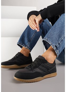 Czarne Sneakersy Tenisówki z Geometrycznym Motywem Fesindia ze sklepu renee.pl w kategorii Buty sportowe damskie - zdjęcie 185474626