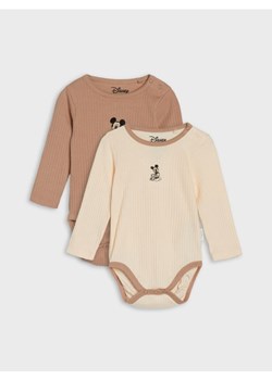 Sinsay - Bawełniane body 2 pack Mickey Mouse - beżowy ze sklepu Sinsay w kategorii Odzież dla niemowląt - zdjęcie 185479846