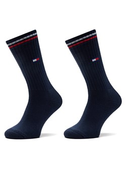 Zestaw 2 par wysokich skarpet damskich Tommy Hilfiger 701228176 Granatowy ze sklepu eobuwie.pl w kategorii Skarpetki damskie - zdjęcie 185483108