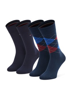 Zestaw 2 par wysokich skarpet męskich Tommy Hilfiger 100001495 Granatowy ze sklepu eobuwie.pl w kategorii Skarpetki męskie - zdjęcie 185483755
