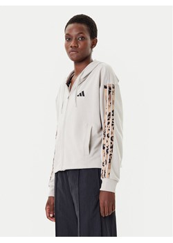 adidas Bluza Animal Print 3-Stripes JM1860 Beżowy Loose Fit ze sklepu MODIVO w kategorii Bluzy damskie - zdjęcie 185486906