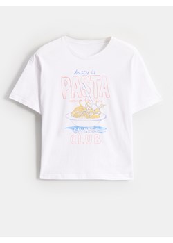 Mohito - Bawełniany t-shirt z nadrukiem - biały ze sklepu Mohito w kategorii Bluzki damskie - zdjęcie 185491679