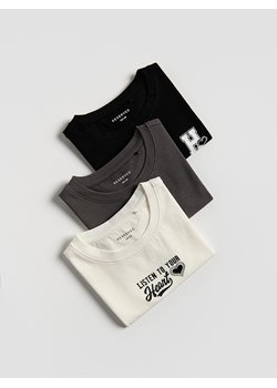Reserved - Bawełniany t-shirt 3 pack - wielobarwny ze sklepu Reserved w kategorii Bluzki dziewczęce - zdjęcie 185492005