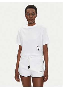 Karl Lagerfeld Jeans T-Shirt A2W17076 Biały Cropped Fit ze sklepu MODIVO w kategorii Bluzki damskie - zdjęcie 185494799