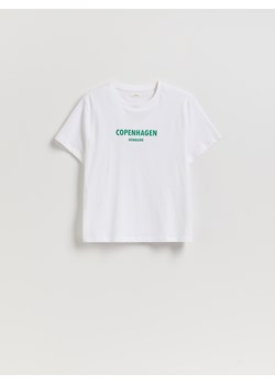 Reserved - T-shirt z nadrukiem - biały ze sklepu Reserved w kategorii Bluzki damskie - zdjęcie 185496207