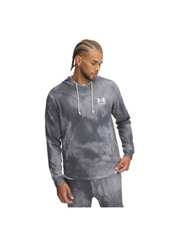 Męska bluza dresowa nierozpinana z kapturem Under Armour UA Rival Terry AOP Hood Q1 - szara ze sklepu Sportstylestory.com w kategorii Bluzy męskie - zdjęcie 185496779