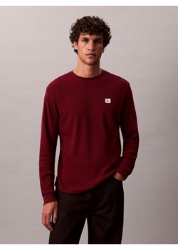 Calvin Klein Jeans Męska koszula z długim rękawem Mężczyźni bordowy jednolity ze sklepu vangraaf w kategorii T-shirty męskie - zdjęcie 185499136