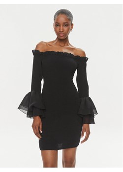 ROTATE Sukienka koktajlowa Chiffon 112112100 Czarny Regular Fit ze sklepu MODIVO w kategorii Sukienki - zdjęcie 185499595