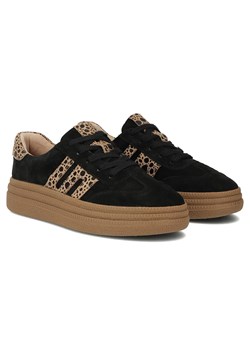 Skórzane sneakersy damskie czarne z panterką Filippo DP7114/25 ze sklepu ulubioneobuwie w kategorii Buty sportowe damskie - zdjęcie 185499998