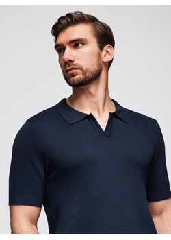 Koszulka męska polo bez guzików z klasycznym splotem – granatowa V1 OM-POSS-0159 ze sklepu ombre w kategorii T-shirty męskie - zdjęcie 185501935