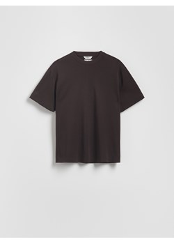 Reserved - Bawełniany t-shirt boxy - ciemnobrązowy ze sklepu Reserved w kategorii T-shirty męskie - zdjęcie 185506358