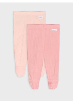 Sinsay - Prążkowane spodnie z zakrytymi stopami 2 pack - różowy ze sklepu Sinsay w kategorii Body niemowlęce - zdjęcie 185506617