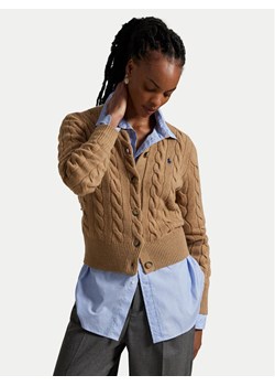 Polo Ralph Lauren Kardigan 211972104001 Beżowy Slim Fit ze sklepu MODIVO w kategorii Swetry damskie - zdjęcie 185510419