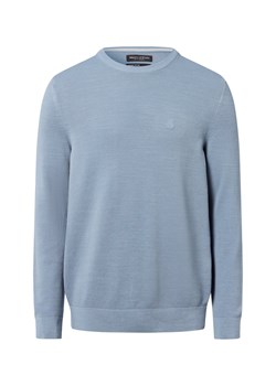 Marc O'Polo Męski sweter z dzianiny Mężczyźni Bawełna jasnoniebieski jednolity ze sklepu vangraaf w kategorii Swetry męskie - zdjęcie 185512469