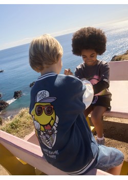 Reserved - Bawełniana bluza bomber SmileyWorld® - granatowy ze sklepu Reserved w kategorii Bluzy chłopięce - zdjęcie 185512785