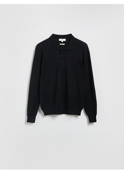 Reserved - Sweter polo z wełny merino - czarny ze sklepu Reserved w kategorii Swetry męskie - zdjęcie 185518237