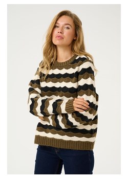 CULTURE Sweter "Anthonia" w kolorze oliwkowo-kremowo-czarnym ze sklepu Limango Polska w kategorii Swetry damskie - zdjęcie 185528466