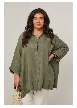 Curvy Lady Lniana koszula w kolorze khaki ze sklepu Limango Polska w kategorii Koszule damskie - zdjęcie 185530149