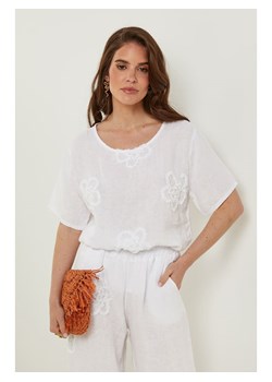 Rodier Lin Lniana koszulka w kolorze białym ze sklepu Limango Polska w kategorii Bluzki damskie - zdjęcie 185530957
